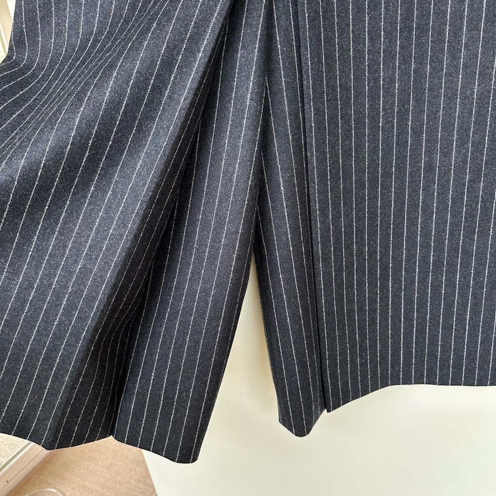 Saint Laurent Paris 2016 Pinstripe Virgin Wool Midi Culottes Pant Black F42 US10 - Picture 3 of 10